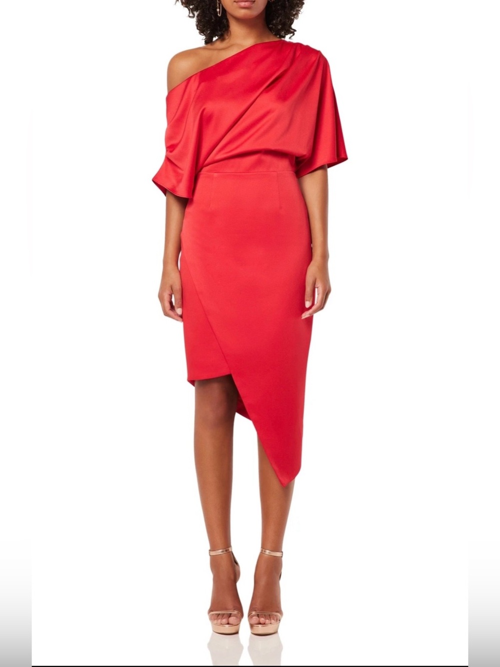 Elliatt One Shoulder Red Midi Dress size S